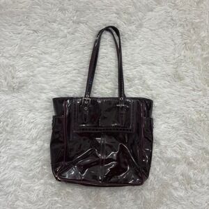 Coach gallero tote burgundy patent leather tote bag